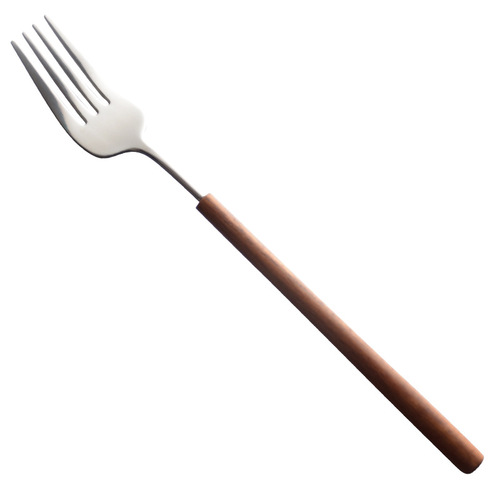 Nordic ins pear wood 304 mirror Western tableware 304 stainless steel steak knife and fork lunch rice spoon three-piece set