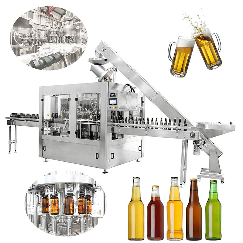 Beer Beverage Drinking Water Filling Machinery Equipment Glass Bottle Filling Machine Glass Bottle 3 in 1 Filling Machine