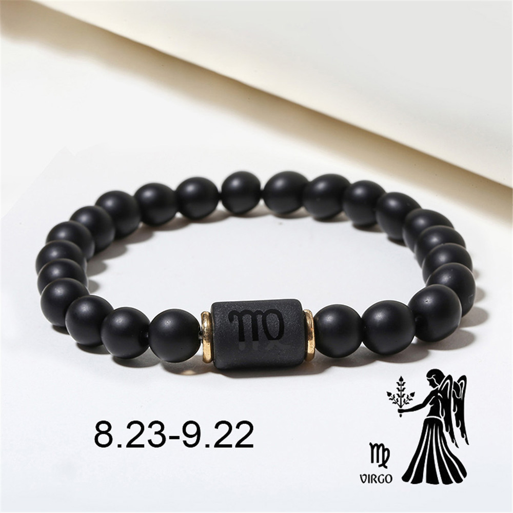 Wholesale Jewelry 12 Constellation Pattern Black Frosted Agate Beaded Bracelet Nihaojewelry display picture 6