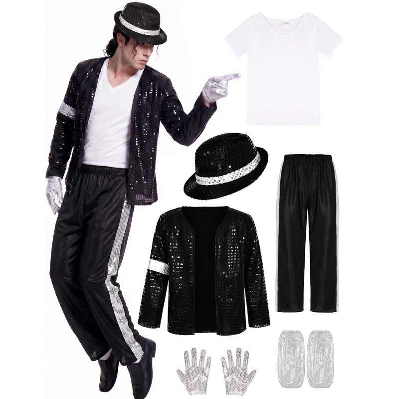 Michael Jackson Sequined Performance Costume Men's Stage Performance Cosplay Suit Disco Party Costume Cosplay Men's Clothing