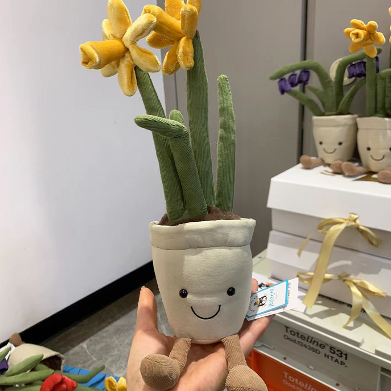 国産ジェリーキャットと同じスタイルの水仙、チューリップ、ヒマワリ、デイジー、大輪の花、鉢植えのおもちゃ、花束|undefined