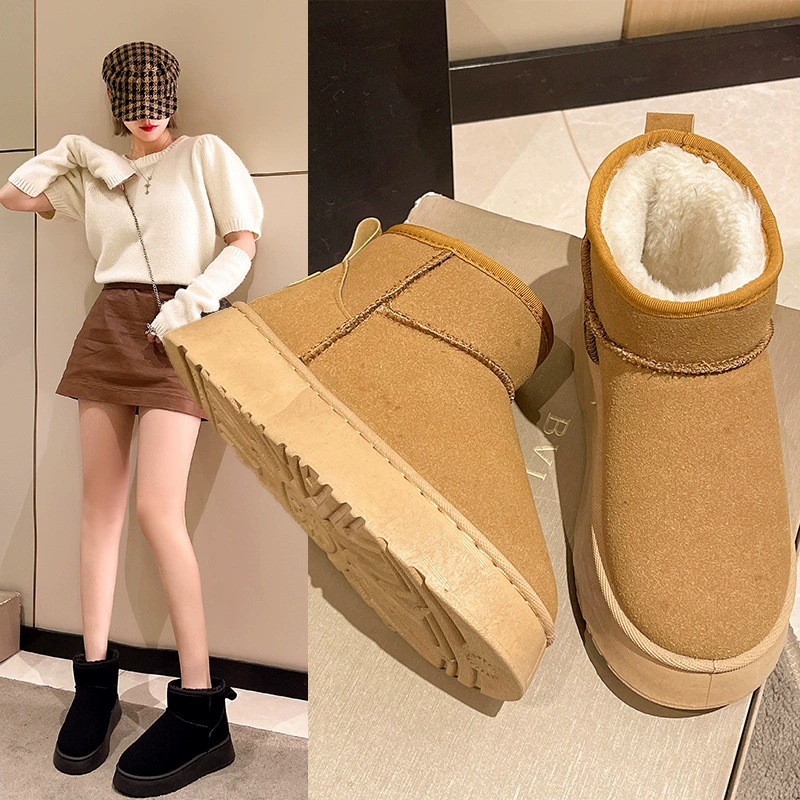 Осенне-зимние женские меховые цельные зимние сапоги на толстой подошве, хлопковые теплые мягкие зимние сапоги с педалью