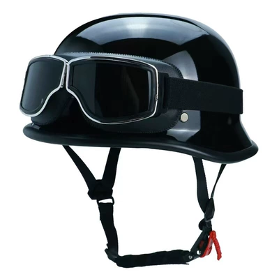 Safety Helmet – Motosiklet kaskı (dəbilqə) - 3c-certification-glossy-black-with-goggles-3c-certification-one-size-fits-all-for-men-and-women-head-circumference-54-60cm