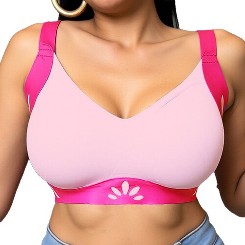 Thin European and American size breathable bra seamless underwear without underwire comfortable contrasting color fixed cups full cup