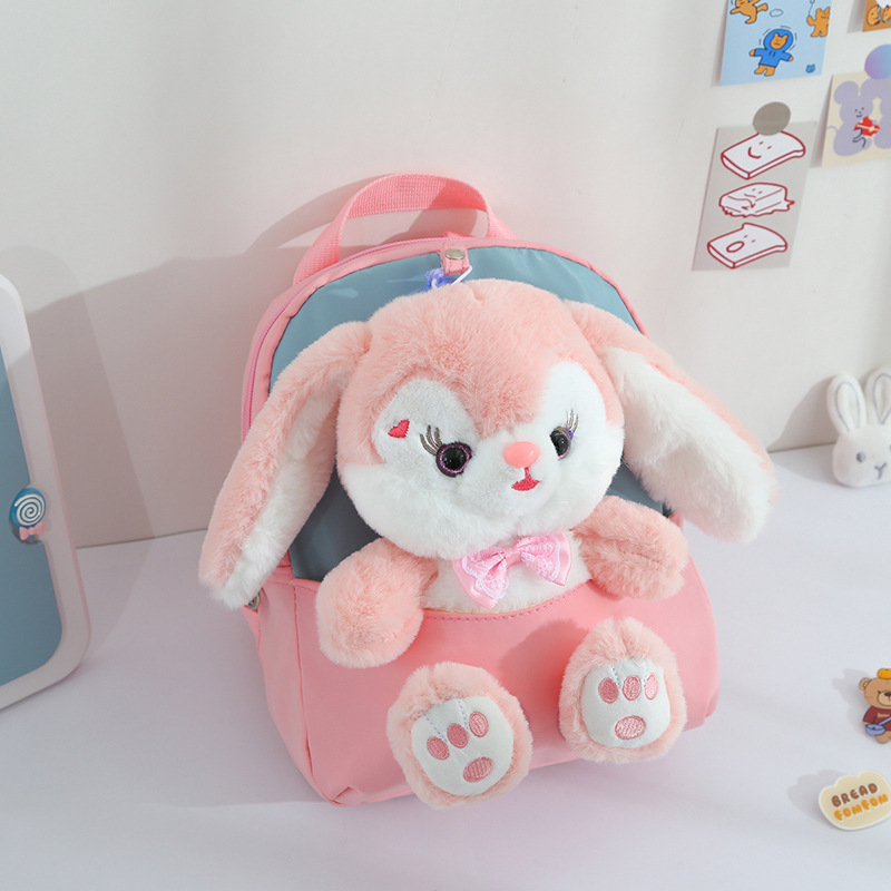 Mochila para niños para 1-6 años de edad nueva muñeca de peluche de dibujos animados mochila desmontable macho y hembra bebé conejo Mochila pequeña