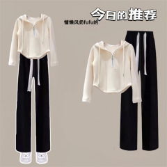 中学生向け韓国風秋服セット 女の子 ショート丈長袖シャツ 春秋ツーピースセット 卸売 秋の新作