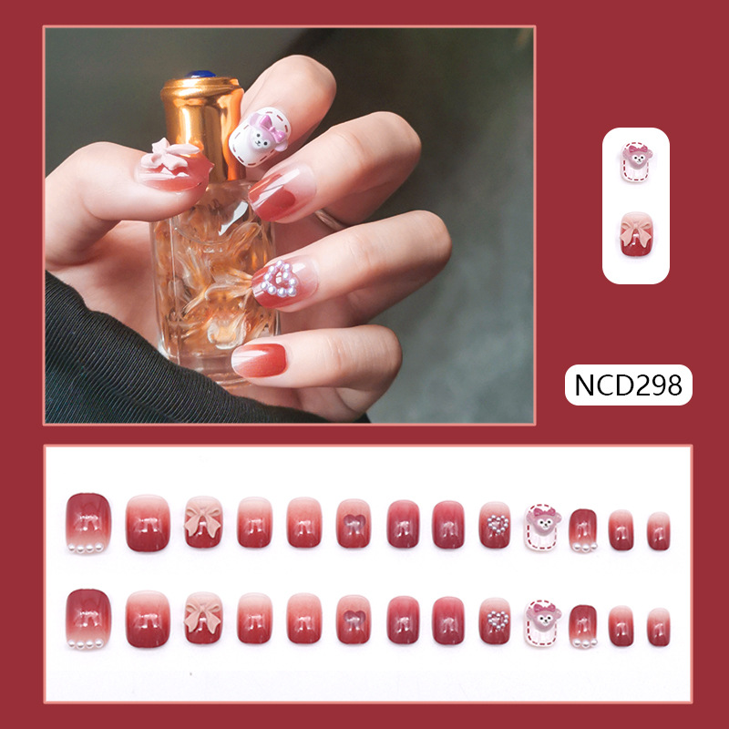 穿戴甲美甲春夏高級感短款小猴子網紅可拆卸假指甲貼片nails批發