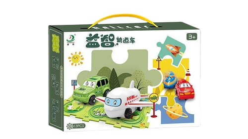 Children's educational rail car DIY assembled electric car automatic rail car scene building puzzle toy car