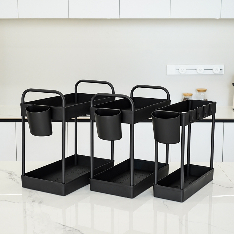 亚马逊下水槽三件套置物架厨房柜台收纳架多功能浴室化妆品储物架