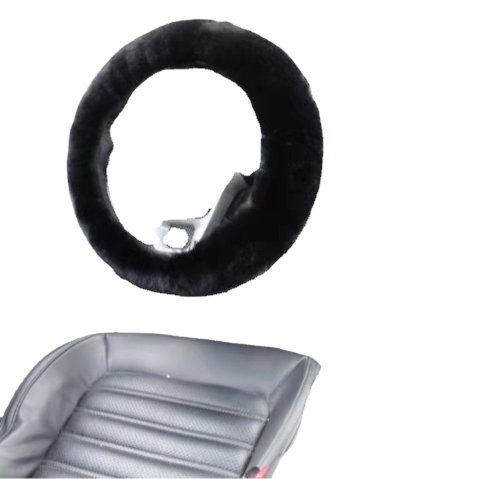 Winter car wool steering wheel cover car handle cover sheep sheared short woolen handle cover Rex rabbit plush steering wheel cover