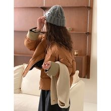 反季短款羽绒服女冬季小个子2025新款韩版时尚拼色宽松面包服外套