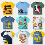 2025夏季新款儿童卡通恐龙短袖T恤男童体恤宝宝上衣批发一件代发