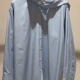 女士蓝色围巾领衬衫