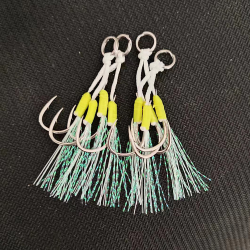 Luminous iron plate hook double hook sea fishing boat fishing gold iron plate double hook tied hair fish hook fishing gear accessories Luya fish hook