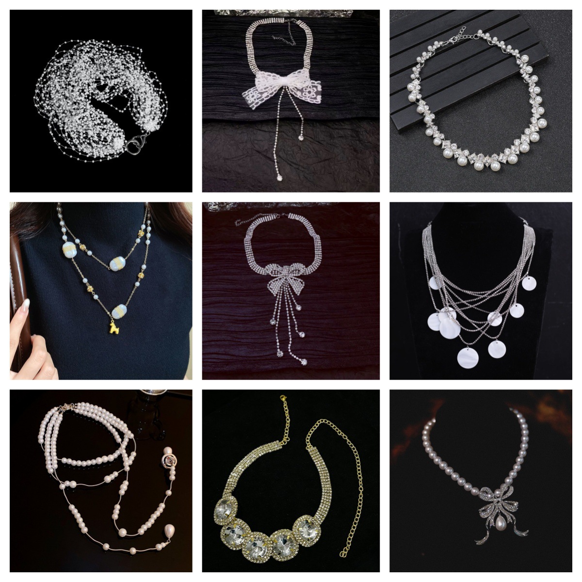 Collana lunga di perle stile francese elegante design nicchia_voghion.com