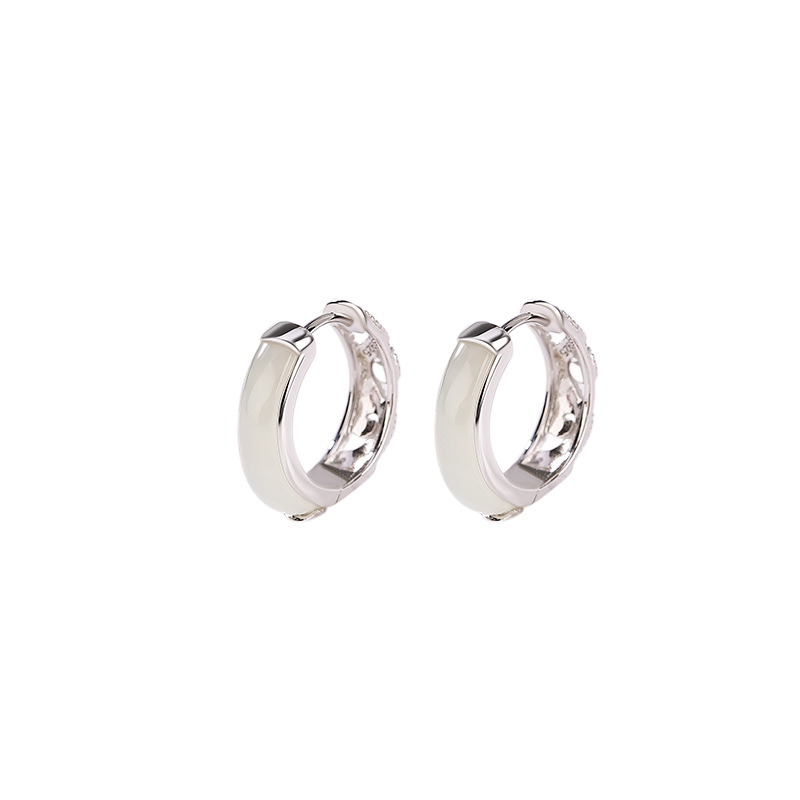 Bông tai kẹp tai retro bạc S925 đính ngọc bích sapphire hình hươu — Kiểu Sapphire
