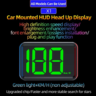 with GPS Multifunctional Compass, Vehicle HUD - green-light-high-definition-gps-speedometer-x1-universal-type-for-cars