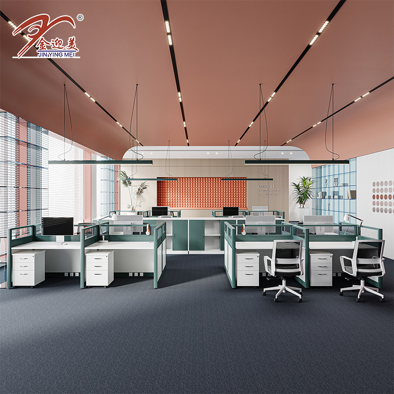 New Bilan Green Aluminum Alloy Staff Desk Glass Screen Office Card Single Financial Office Desk