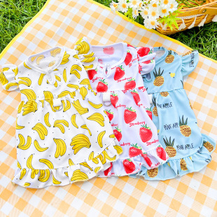 Pet Cartoon Traction Fruit Dog Mesh Summer Breathable Cat Dress Dog and Cat Supplies Teddy Than