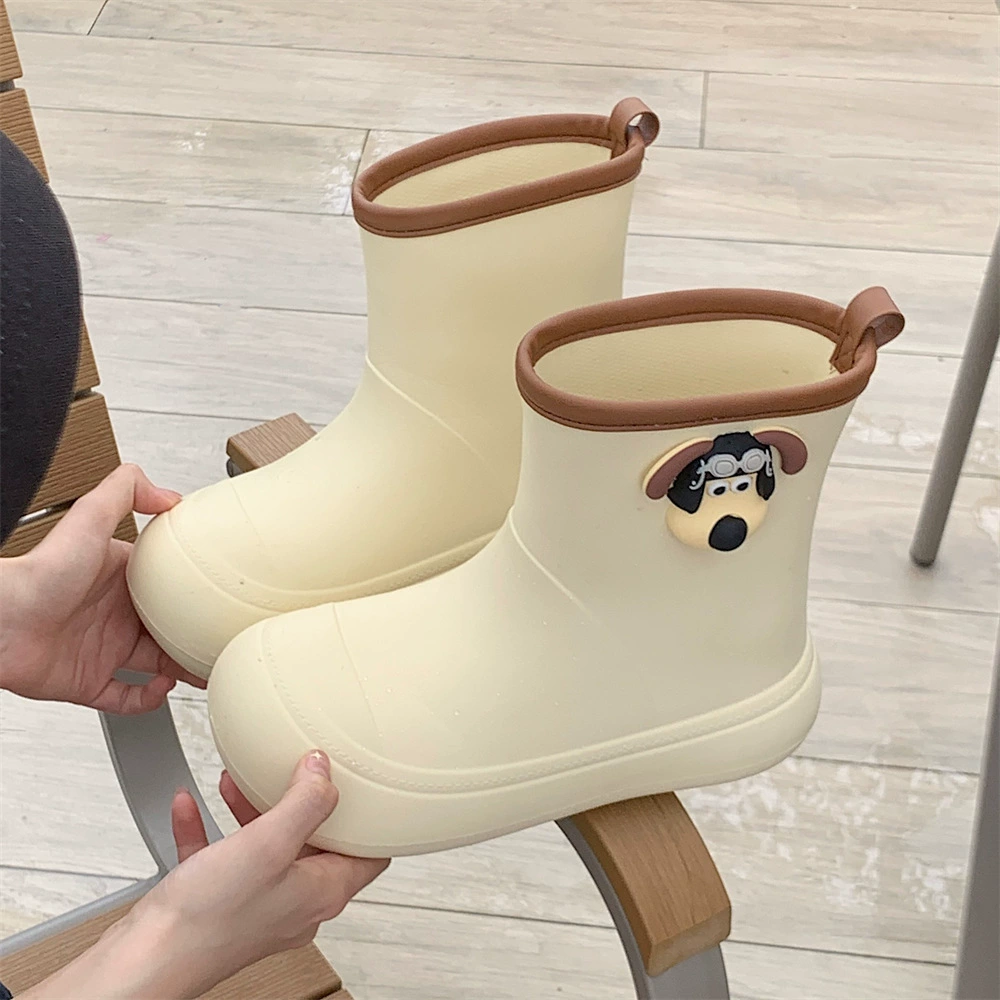 Универсальные непромокаемые резиновые сапоги миди Four Seasons, забавные мультяшные щенки, Новые повседневные резиновые сапоги для девочек с мягкой подошвой и сердцем, женские