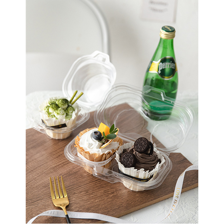 Cruz-frontera caja de embalaje de la torta de la taza única 2-pieza transparente ampolla hornear punto occidental huevo tarta muffin taza caja de embalaje