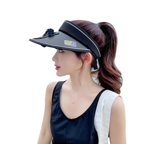 夏季空顶遮阳帽可充电防晒太阳帽带风扇大帽檐防紫外线风扇帽批发