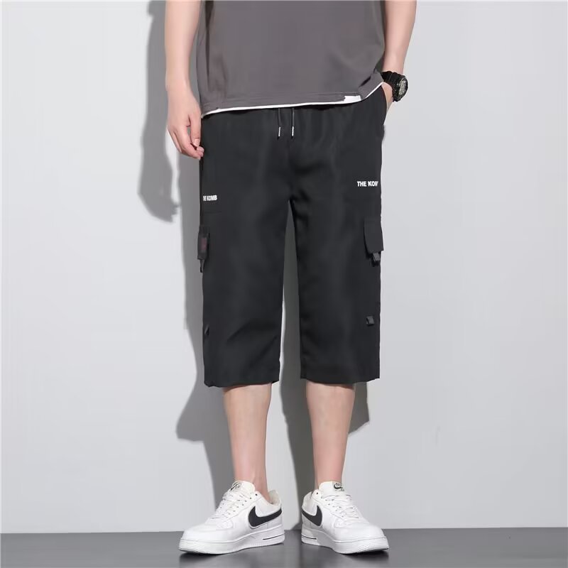 2024 Summer Cargo Shorts Men's Outerwear Sports Pants Trendy Loose Multi-Pocket Mid-Length Casual Beach Shorts Plus Size