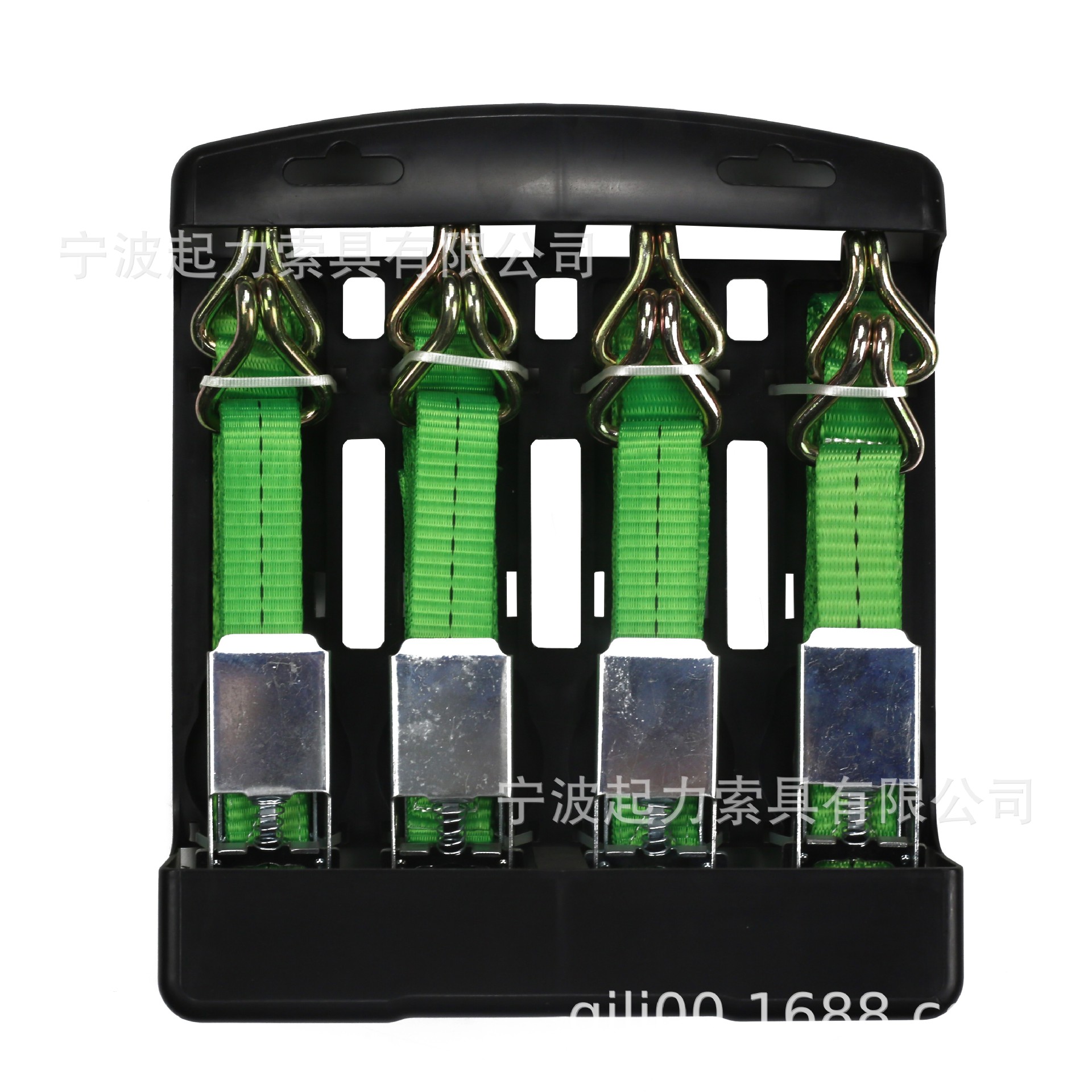 绿色双J钩镀锌棘轮扣跨境棘轮系带货物拉紧器高强度涤纶收紧器