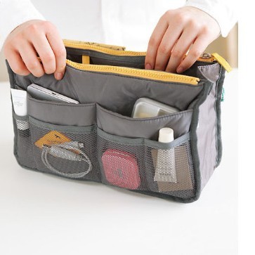 Portable Lightweight Large Capacity Makeup Bag with Double Zipper, Thick Travel Toothbrush Bag, Multi-functional Data Cable Storage Bag