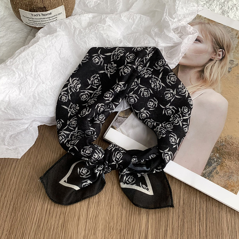 Pañuelo de seda de algodón y lino, bufanda cuadrada, sensación premium, nueva bufanda decorativa de todo fósforo de verano, pañuelo en la cabeza delgado, cinta para el cabello, cinta para el cabello