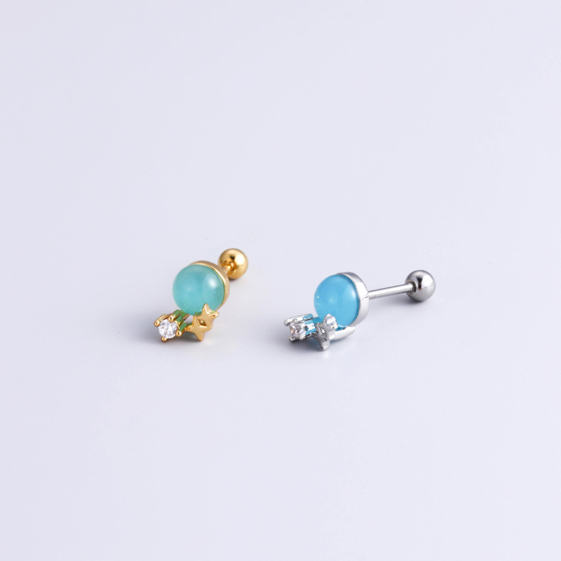 Daily Occasion 316L Stainless Steel , Copper Material Flower Pattern 1 Piece Ear Cartilage Rings & Studs Fashion Flower 316L Stainless Steel Copper Plating Inlay Zircon