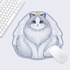 Cute Cat Shaped Mouse Pad, Cartoon Style, Fresh and Minimalist, Ins Inspired, Non-Slip Locking Edge Office Computer Keyboard Mat