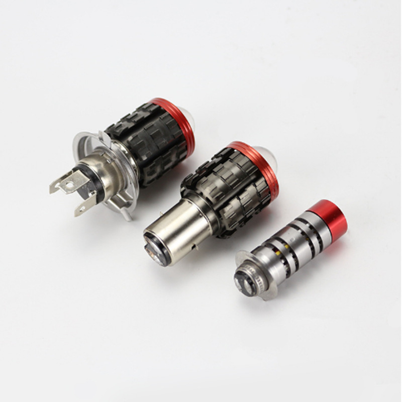 Lentes de motocicleta pequeñas armas de acero lámpara LED foco delantero incorporado lámpara eléctrica H4 luz alta y corta en dos colores