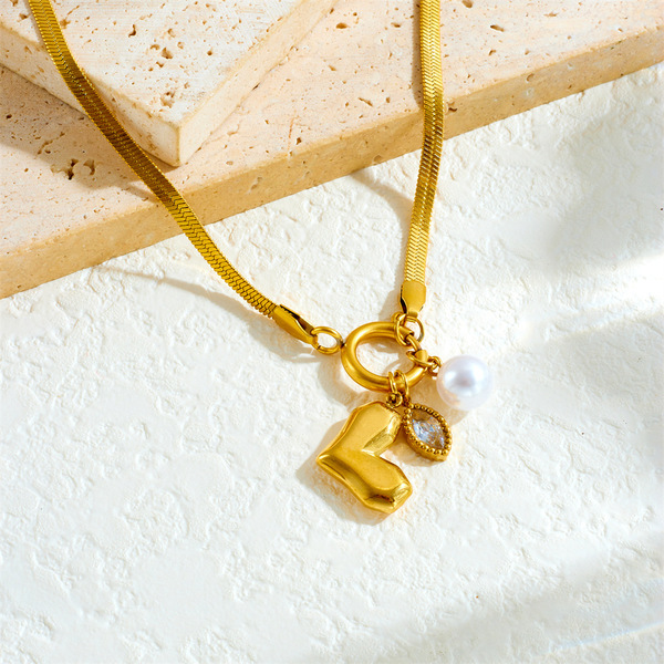 Elegant retro pendant stainless steel with bow pearl