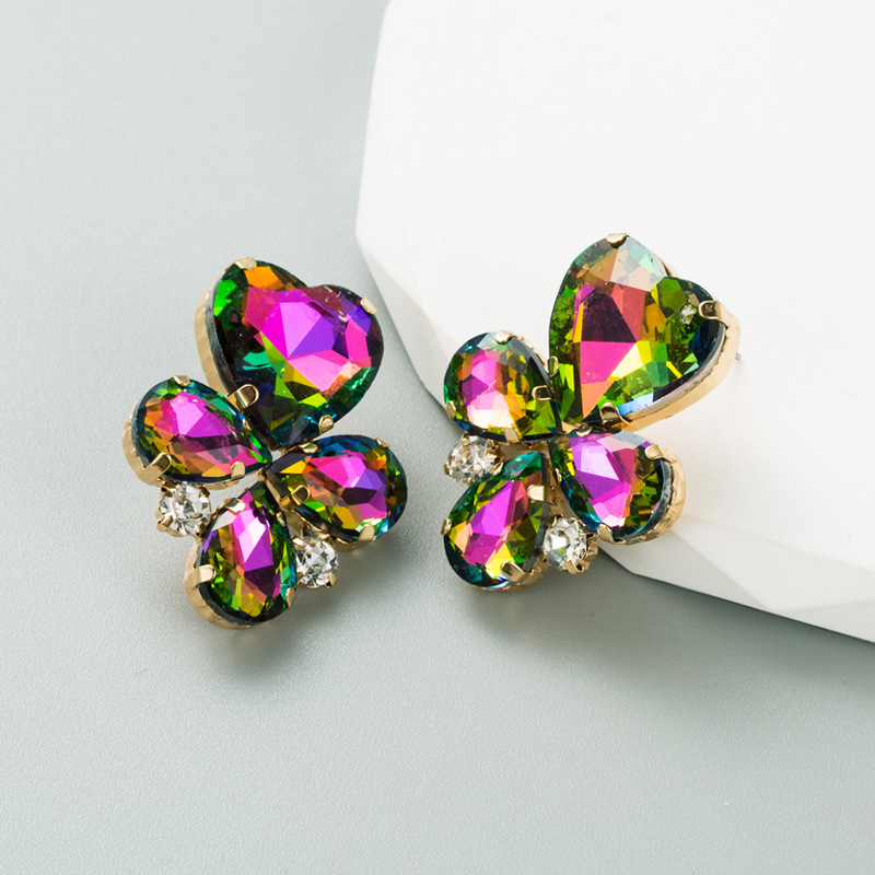 Alloy Material Ins Style Geometric Alloy Gold Plated Rhinestones Women's Earrings 1 Pair