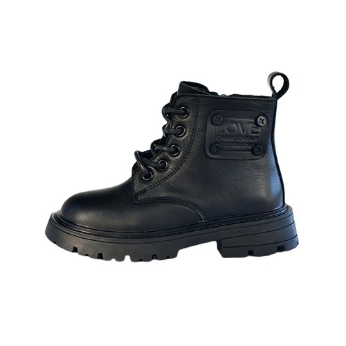 Children's Full Leather Martin Boots Mid-Calf Boots Single Boots Warm Boots Knight Boots For Boys and Girls Baby Trendy Boots Autumn and Winter