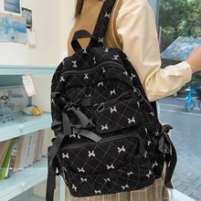 日系ins学院风甜美蝴蝶结双肩包女初高中学生书包韩版大容量背包