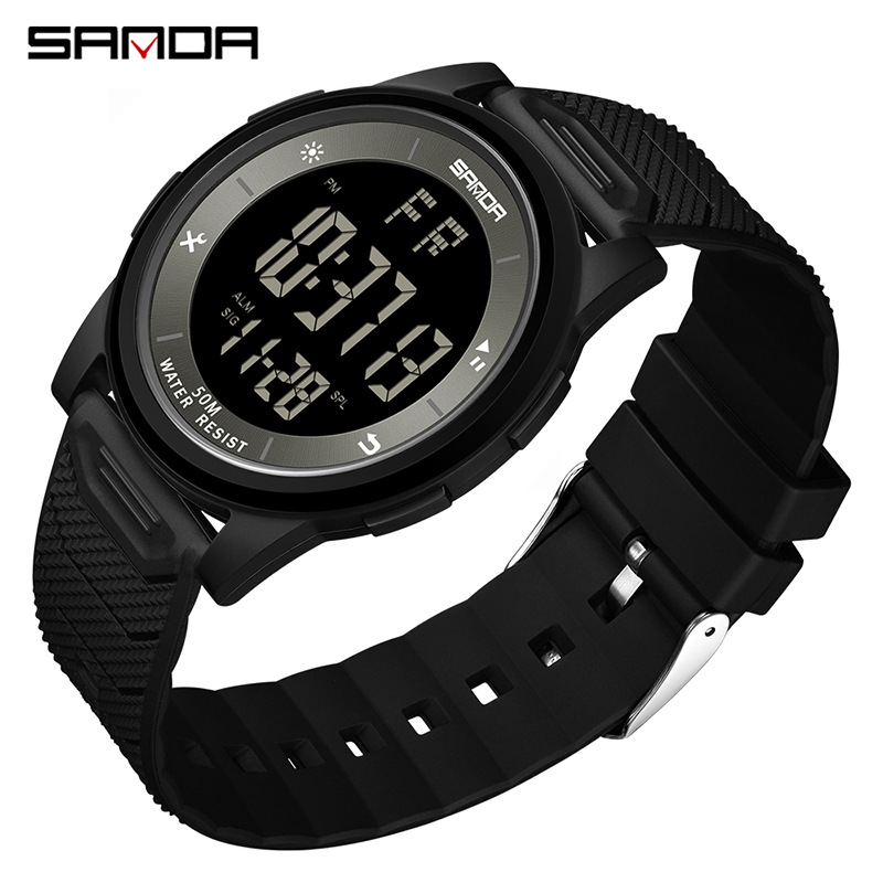 SANDA SANDA un solo movimiento impermeable nocturna reloj electrónico de tendencia juvenil reloj de pulsera de moda para hombres y mujeres
