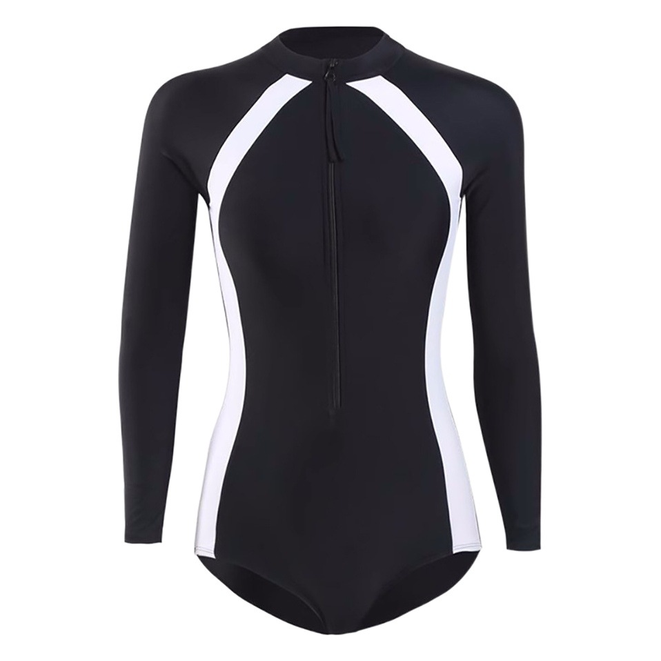 Corea del Sur ins traje de baño de verano para mujer traje de surf conservador de manga larga traje de baño de una pieza traje de baño de protección solar de playa para estudiantes traje de baño