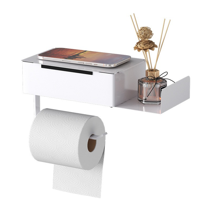 Estante de papel de baño sin perforación estante de toallas de baño caja de papel de baño multifuncional en la pared almacenamiento de papel higiénico doméstico