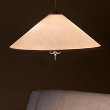北欧丹麦中古侘寂风法式布艺吊灯客厅餐厅新中式斗笠灯