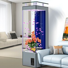 麓f金魚水槽オフィスリビング家庭用中小型床置き式角型生態無換水高精細ガラス