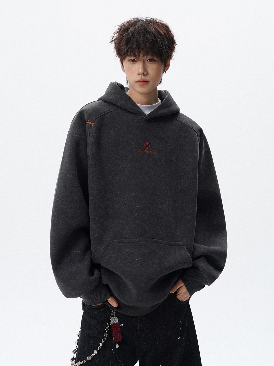 Style 420 trendy embroidered hooded sweatshirt for men, casual autumn new sports jacket, vintage American heavy-duty G