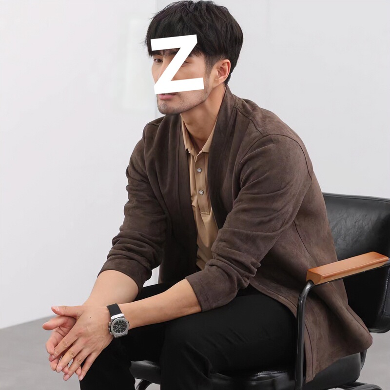 MC 24AW雅痞风格男士轻奢休闲无领男外套无扣开衫大码男装66169|undefined