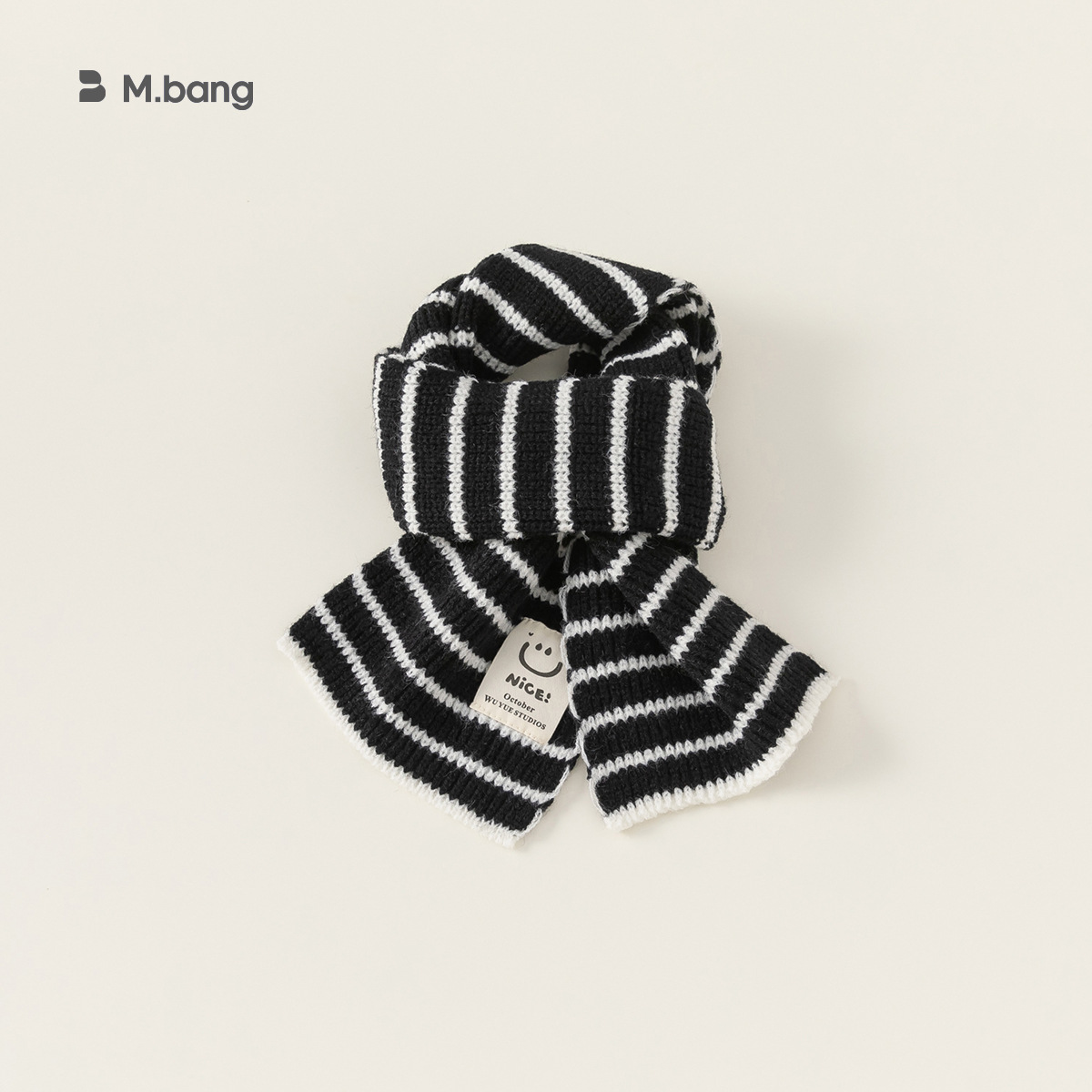 Niños bufandas rayas coreanas personalidades sonrientes etiquetas para niños niñas bebés calentamiento de lana de punto collar