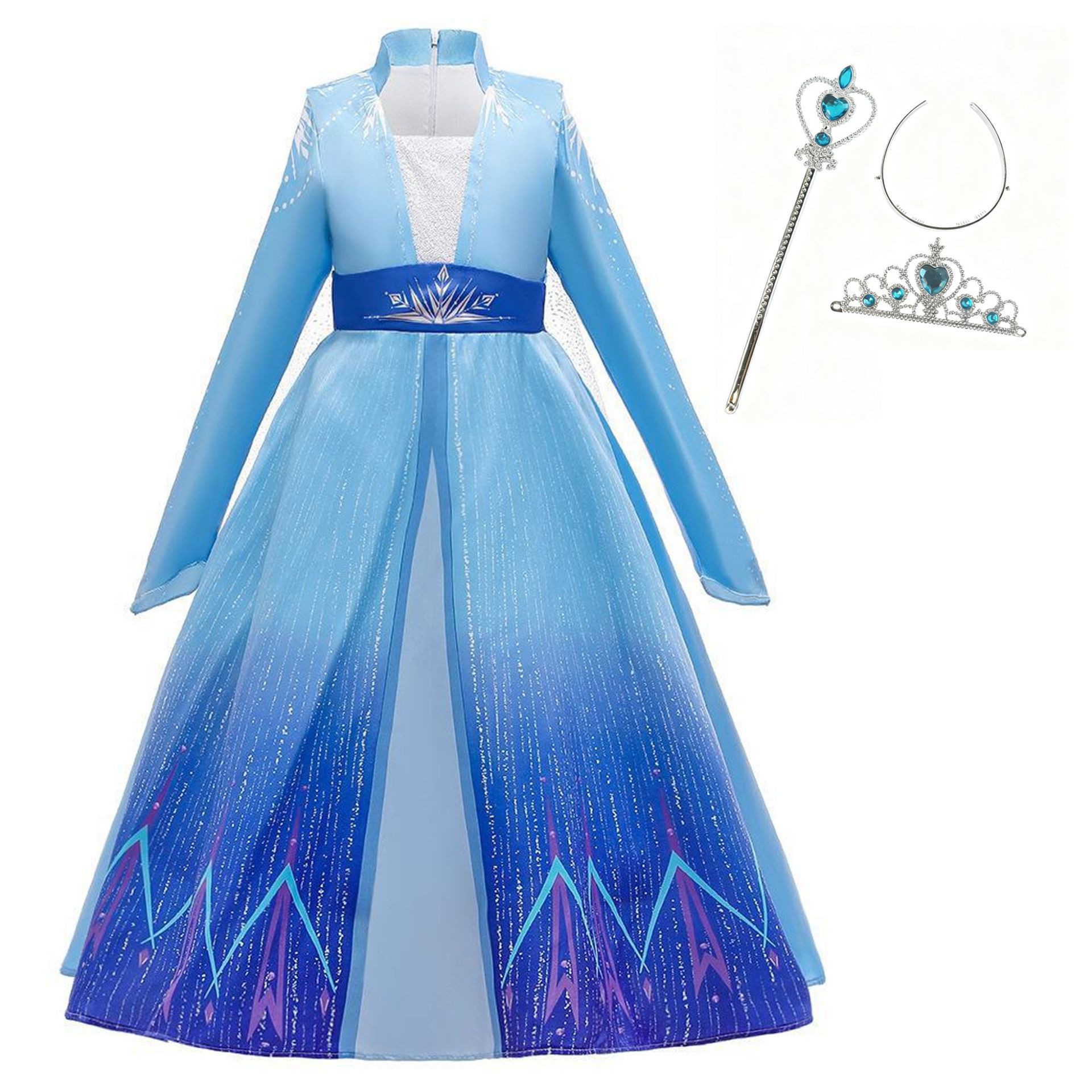 Frozen 2 dibujos animados impreso manga larga Niña vestido Frozen 2 nuevo Aisha princesa vestido de los niños