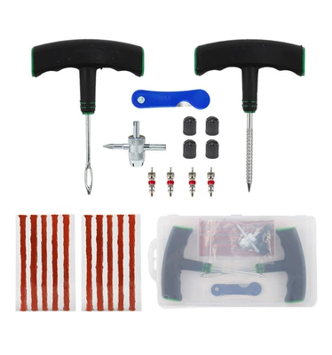 Car Tire Repair Tool: Kempinq və səyahət - black-and-green-plastic-box-22-piece-set