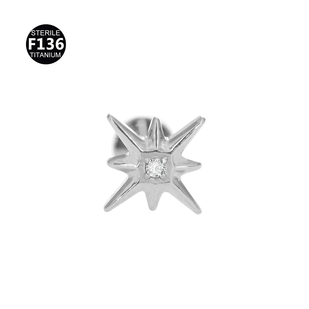 Metal small lip piercing heart-shaped