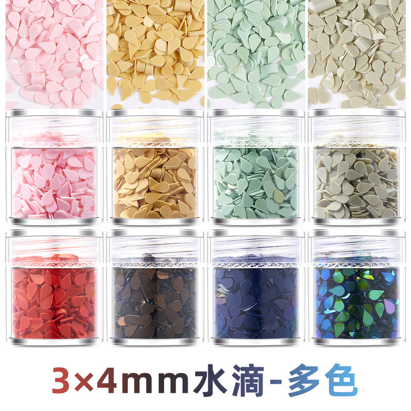 3*4mm water drop nail art beads ultra-thin PET high flash highlight sparkling DIY glue drop hemp wear a batch
