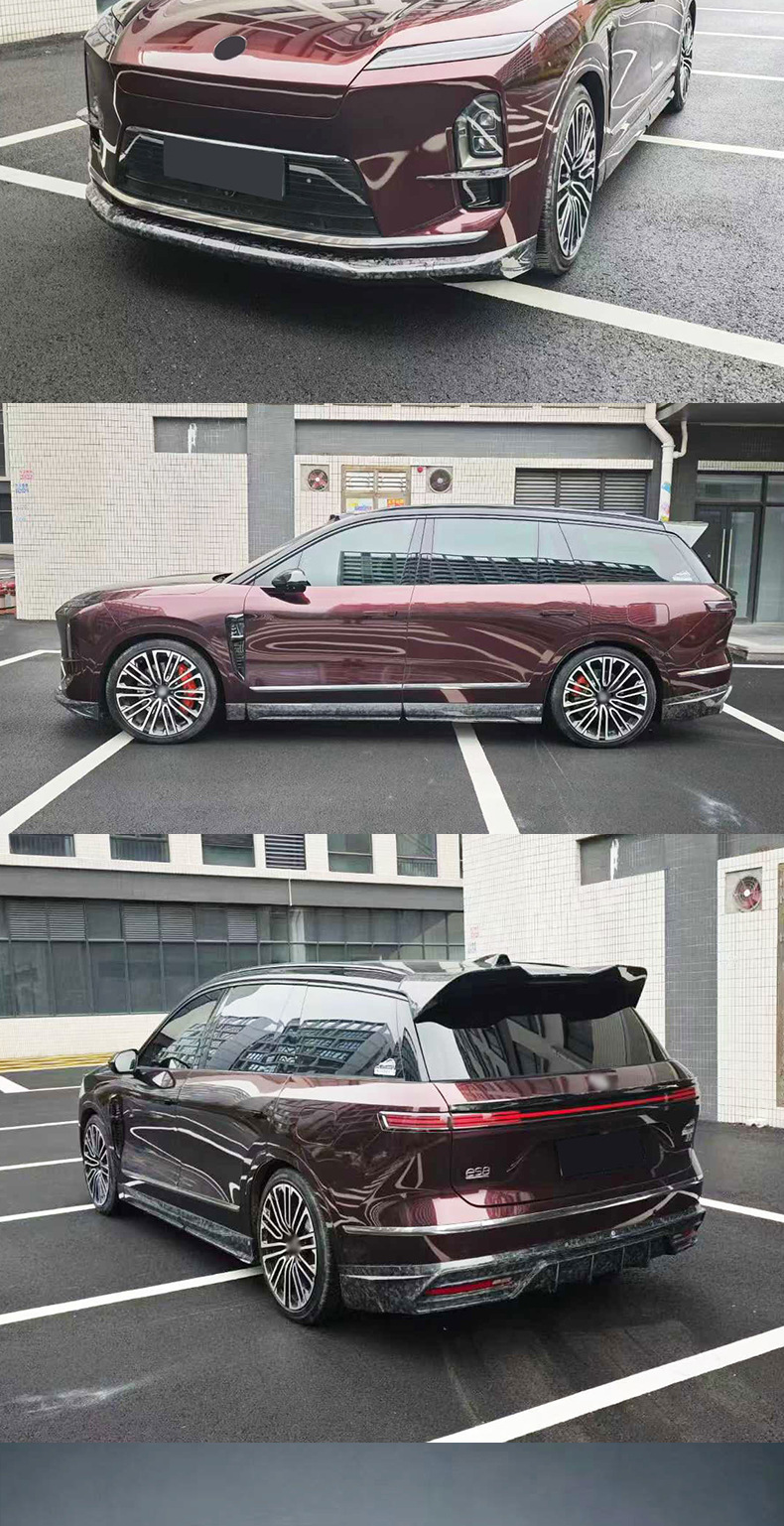 Suitable for the new NIO ES8 upgraded Pluto carbon fiber front lip, side skirts, rear lip, and rear spoiler body kit